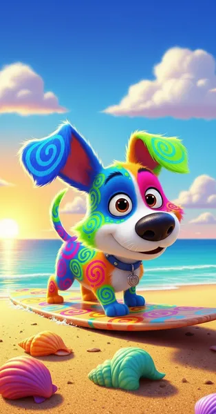 Pincel, cachorro colorido