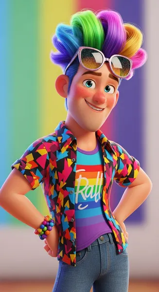 Rally, personagem de cabelo arco-íris