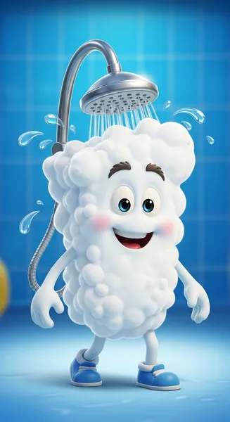 Pé de Sabão, personagem de espuma no chuveiro